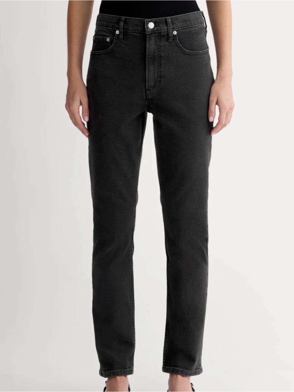 EVERLANE Original Cheeky Jean Straight Leg Size 26 Black Denim